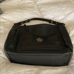 Cole Haan Black Leather Shoulder Bag with Matte Finish